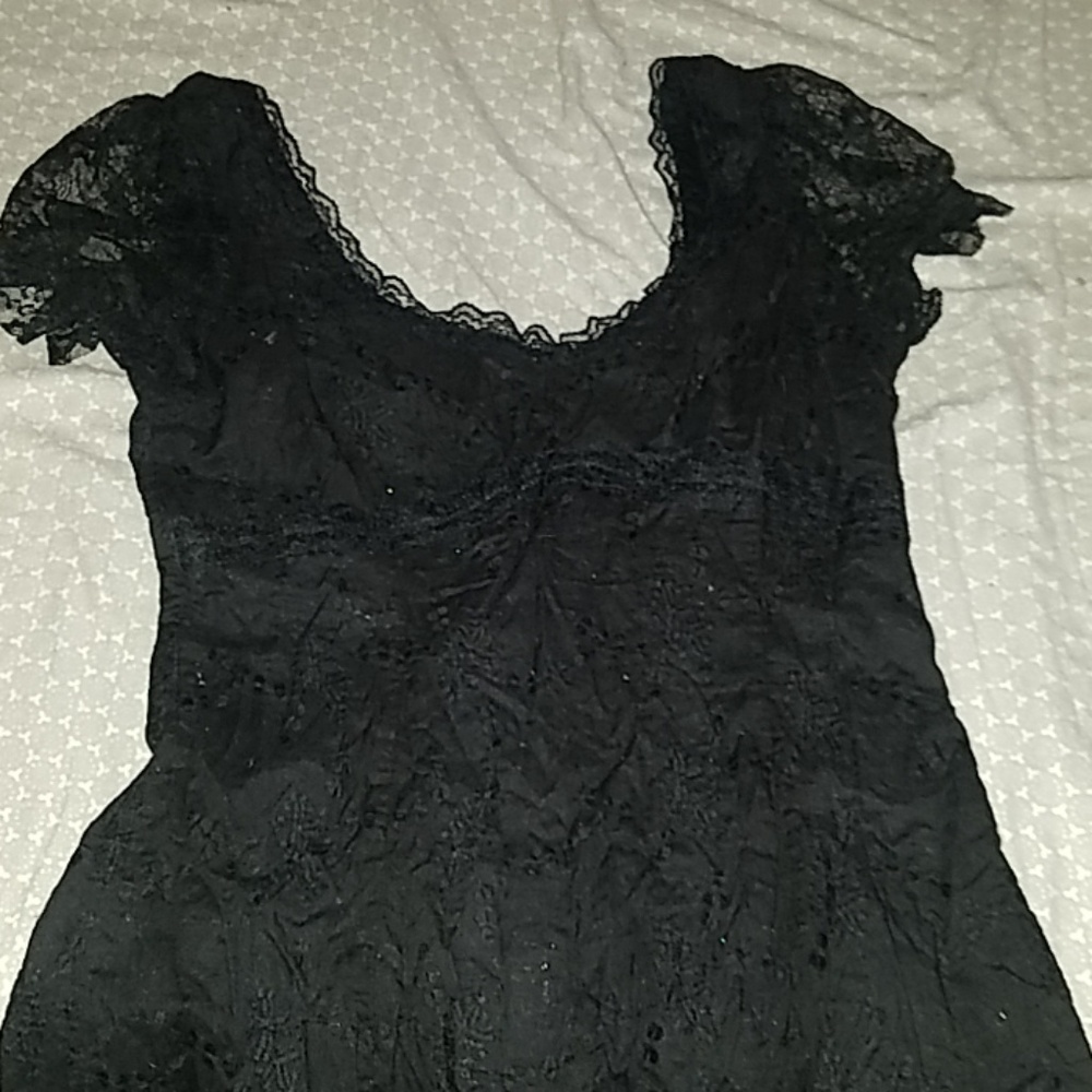 Punk lace  A line dress with lace sleeves